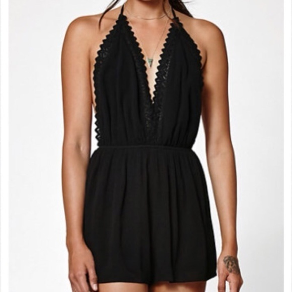Kendall & Kylie Black Lace Trim Romper
